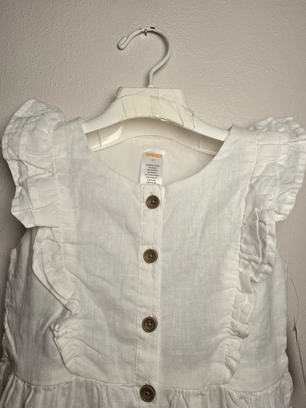 Gymboree Cream Button-Front Ruffle Dress